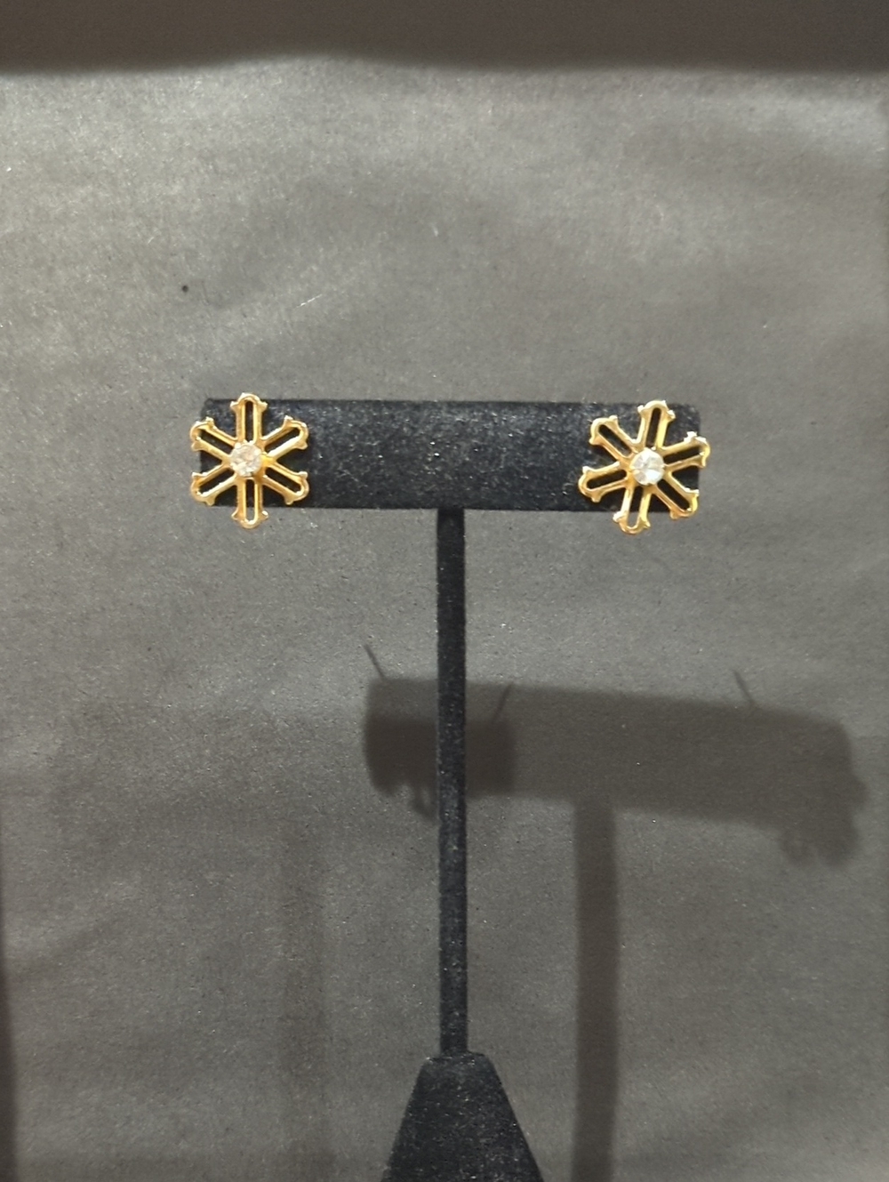 Gold Snowflake Crystal Stud Earrings - Women Jewelry